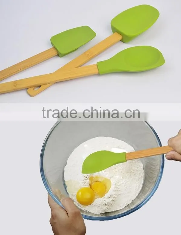 Eco-friendly Silicone Kitchen Utensils With Bamboo Handle Of Cooking utensils