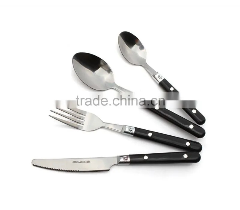 stainless steel cutlery black handle, cutlery sets 24pcs, set cutlery