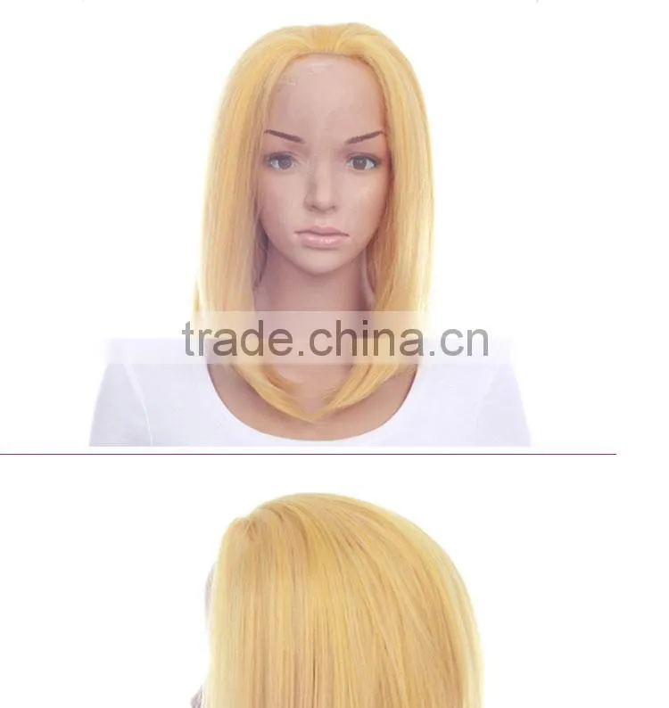 2014 New arrival high density short blonde lace front wig