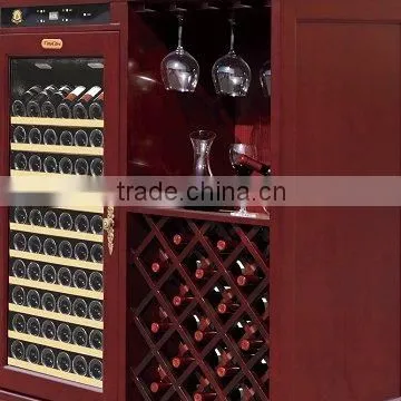 Wooden Glass Display Cabinet Wine Showcase Fridge, Red Wine Oak Cooler