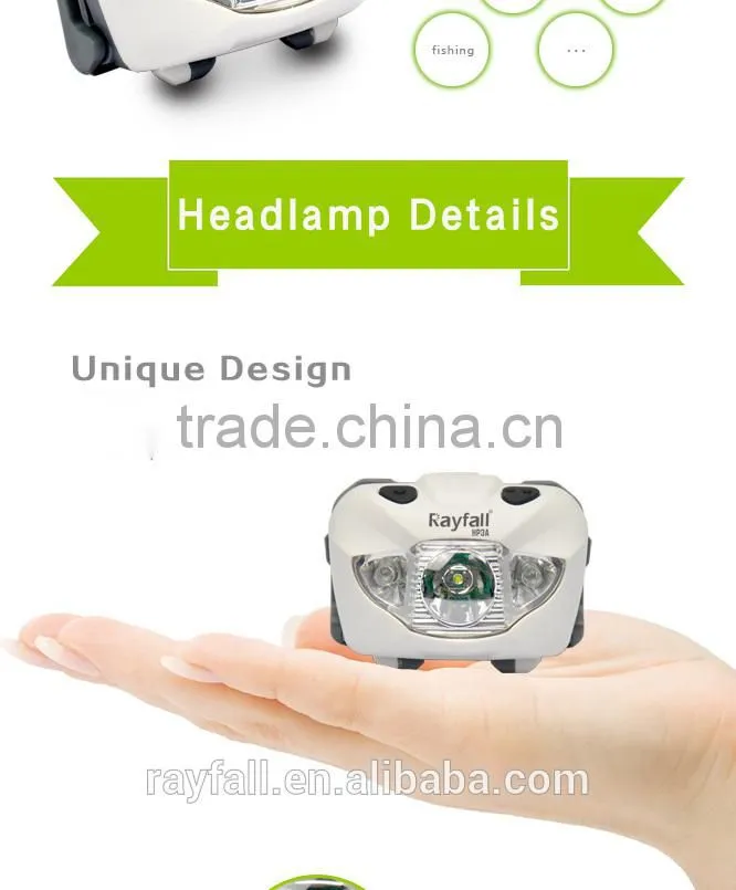 Amazon hot selling 3 aaa battery super bright rohs headlamp oem with logo