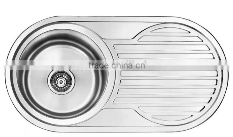 Yacht,Boat,Train and Public Mobile Toilet Used Stainless Steel Washing Basin Kitchen Sink Round Shape with Drain Board GR-Y619