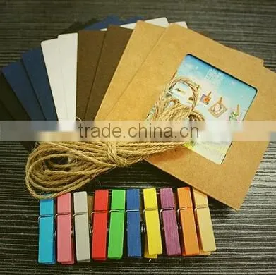 10 Pcs Hanging Paper Frame Photo Album String Art Clips Rope Pictures Wall Decor