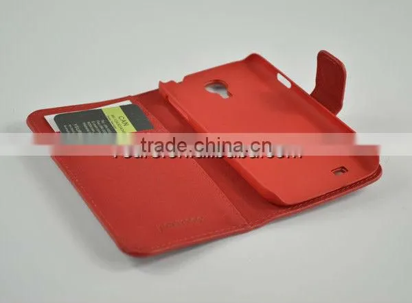 Factory wholesale new wallet design real leather horsehair case for Samsung S4 i9500 with card slot OEM