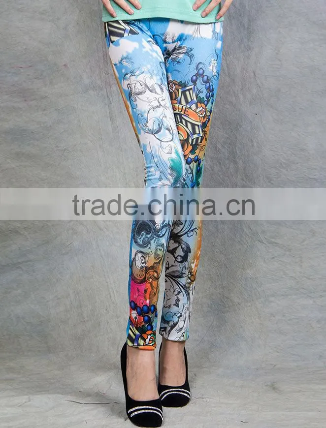 2014 High quality fashion design sexy ladies cream colored leggings