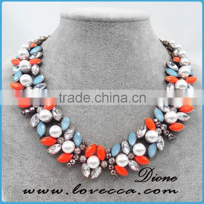 New antique women charms multicolor bead stones chain fahion necklace hot sale