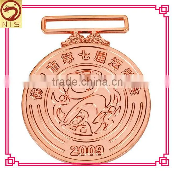 high quaity gold plated medal with riboon