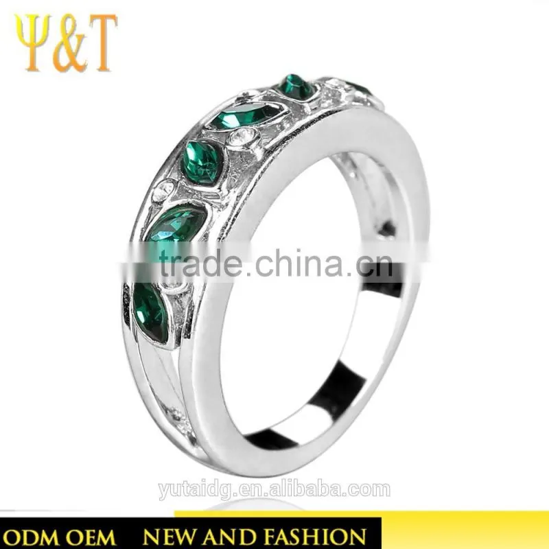 Jingli Jewelry Hot Sale Green Stone Silver Ring (YJ-389)