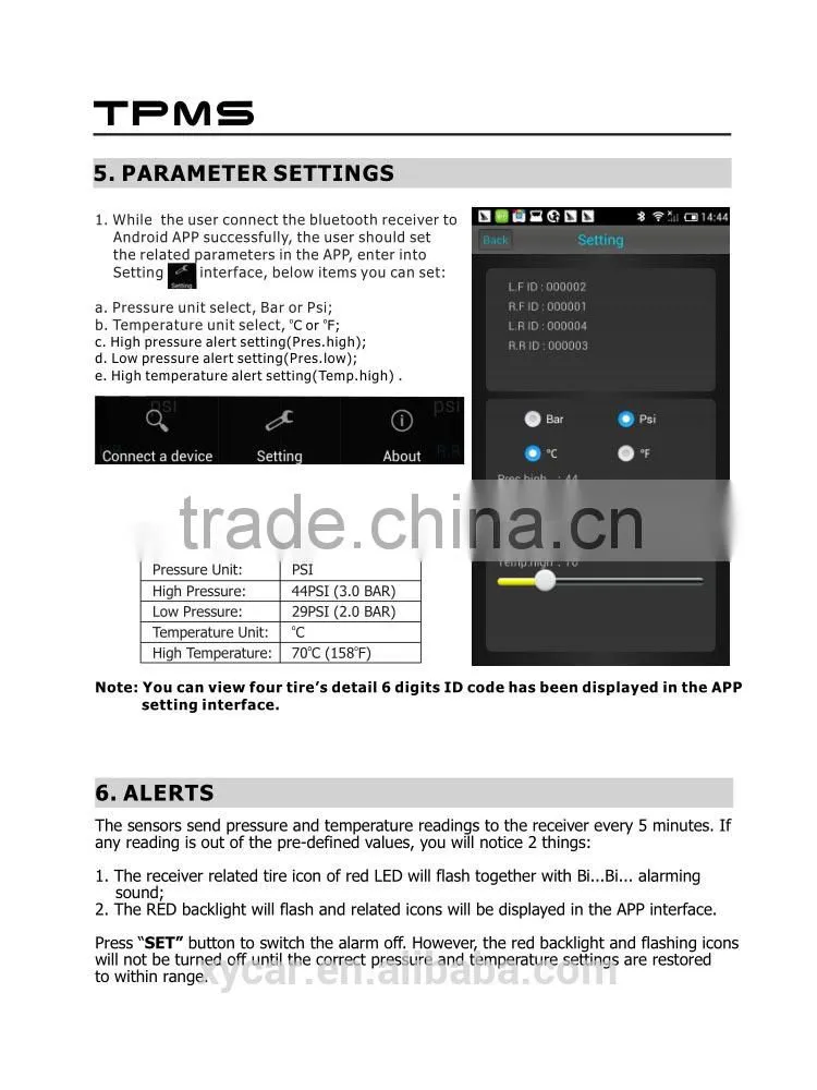 Bluetooth Tpms for Android&IOS mobile tire pressure monitoring system ,tire pressure guage tpms XY-TP8380i