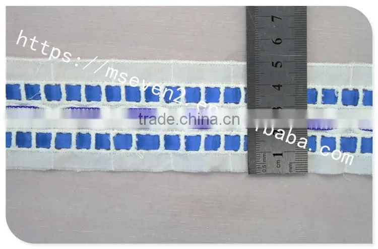 Fashion Design 5cm width embroidery satin ribbon with cotton triming