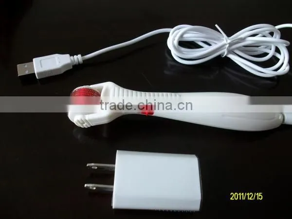 Skin care derma roller changeable heads and vibrating function LED dermaroller