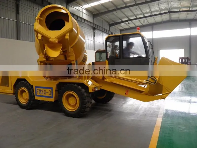 Small 3 cubic meters concrete mixer truck dimensions with self loading