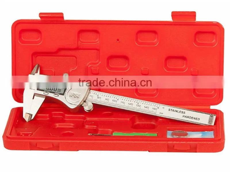 Digital Caliper, Water Resistant, Fractions, 6"/150mm, Durable Stainless Steel