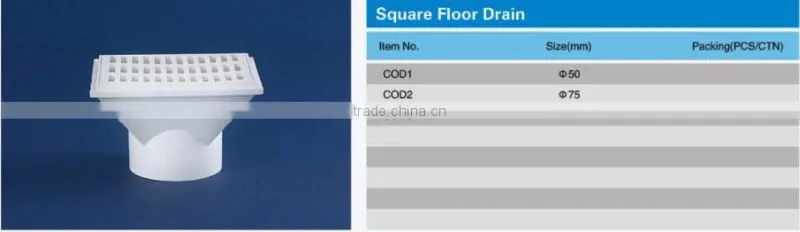 PVC Drainage Pipe Fittings Square Floor Drain