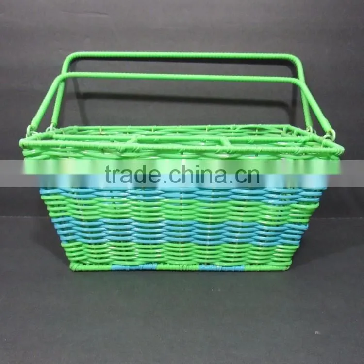 New kitchen storage tool green & blue plastic wicker woven utensil holder
