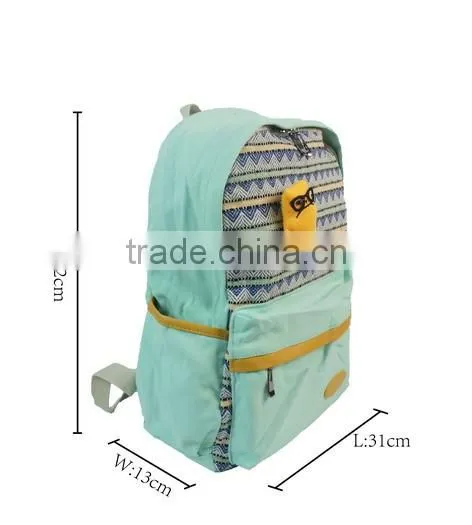 Lightweight Canvas Laptop Bag/Cute School Backpack Travel Bag with Little Doll