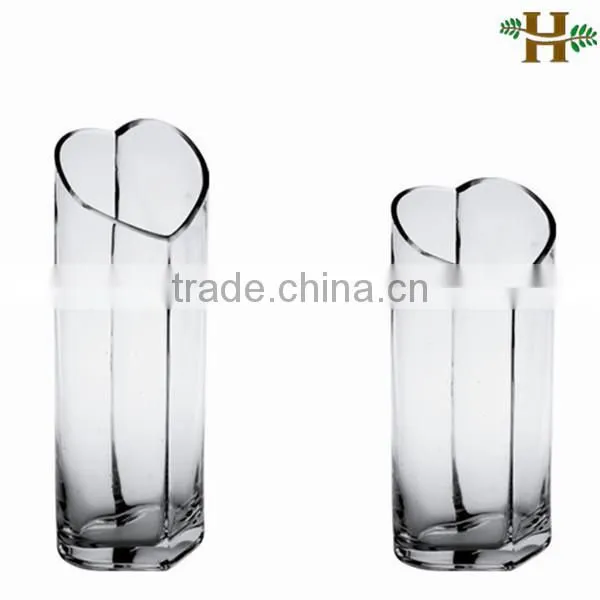 wholesale hand blown decorative glass vases with heart shape