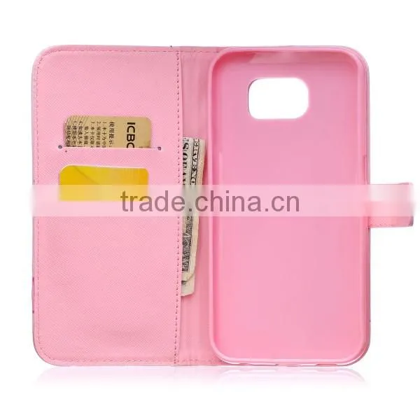 Painting phone case wallet leather case leather flip holster for Samsung S7 edge