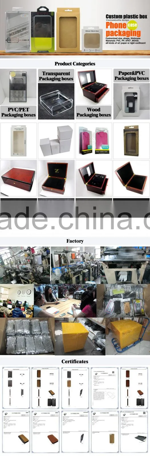 Good design fashional PVC packaging box for phone case, Custom logo PVC packaging box