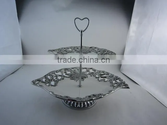 Mordern design 2-tiers ceramic cake stand