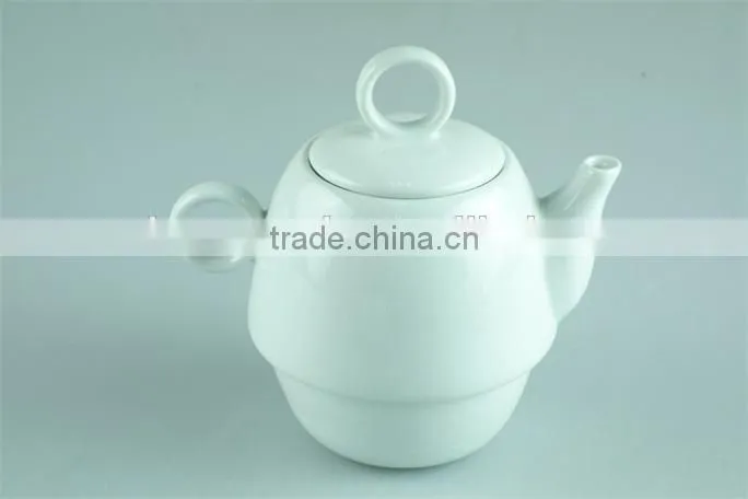 White cheap ceramic teapot with cup set for tea/coffee use