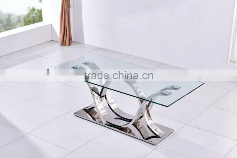 Modern design metal glass top coffee table
