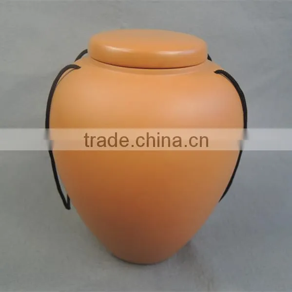 Antique pure black color ceramic urn with yellow cover