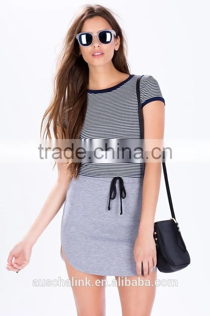 new arrival girls two color stripe t shirt custom OEM service