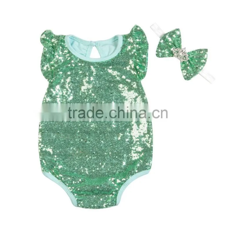 Hot sale new style romper baby girl's full sequin romper, pretty baby one pc clothing