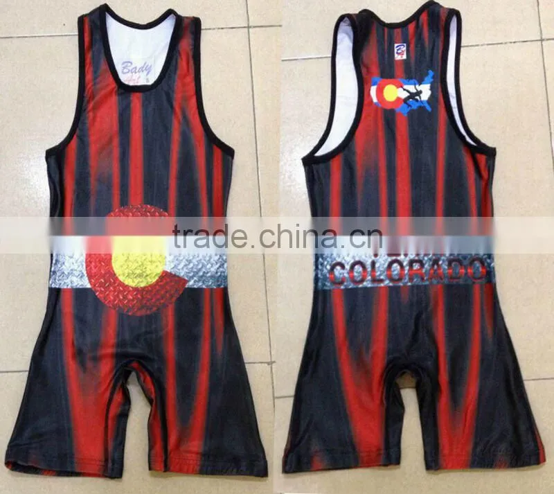 Newest custom sublimation printing wrestling clothing