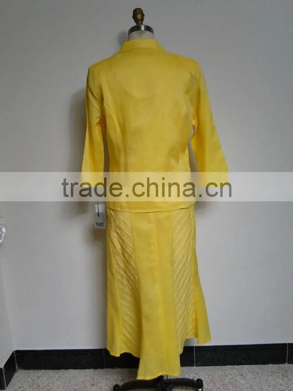 Ladies ramie linen 3 pcs skirt business suit design