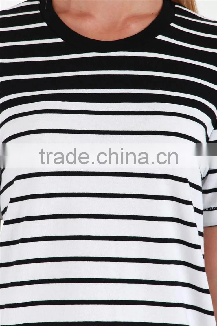 Summer fashion blank striped t shirt female t shirt for hot sale