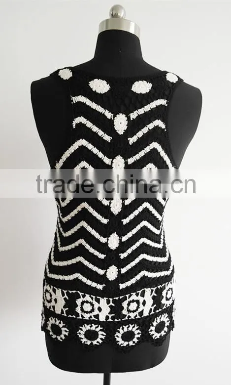Fashion Ladies sleeveless hand crochet pullover sweater