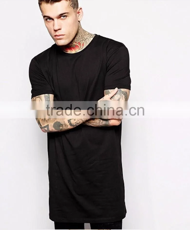 New Fashion 100% Cotton Hip Hop Men's Longline T SHIRT Short Sleeve Men T-SHIRT Tall tshirt New Arrival Mens TOP TEE SHIRTS