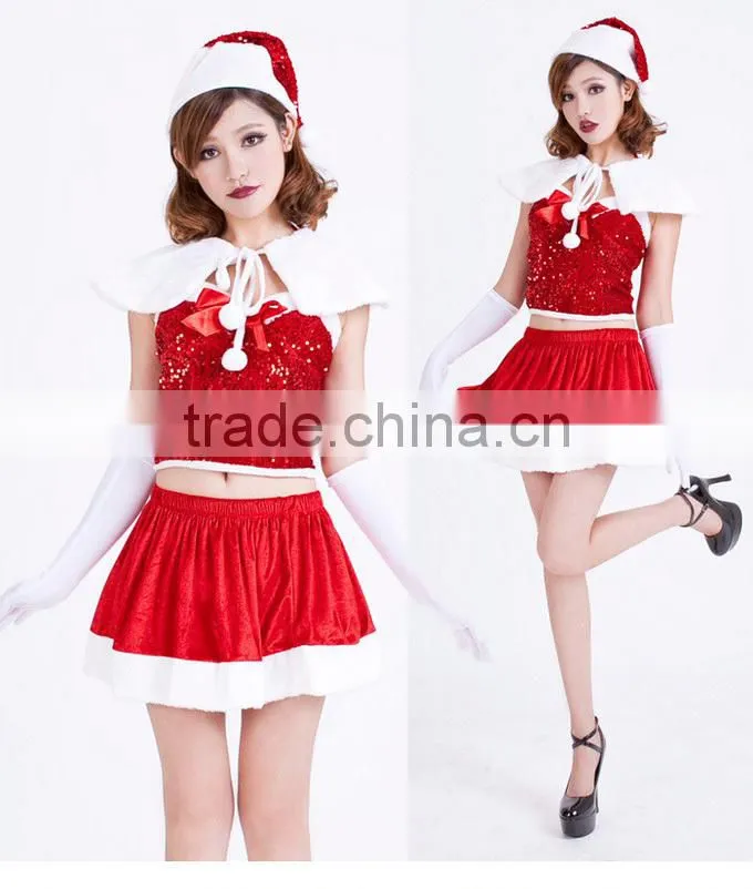 Best Red Hooded Velvet Sexy Mini Christmas Costumes For Women' Festival