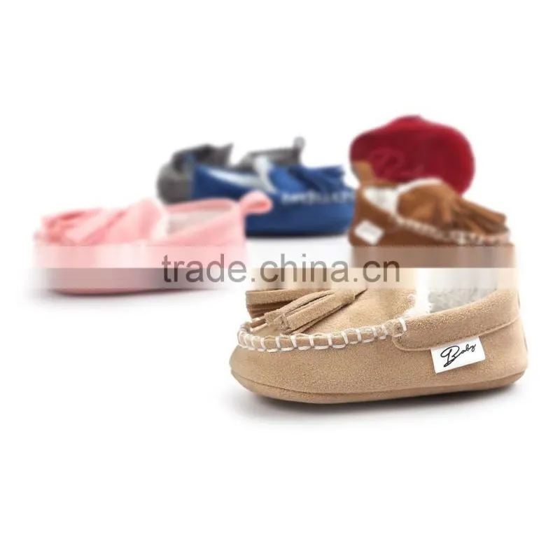 6 colors suede fabric, soft sole baby moccasins