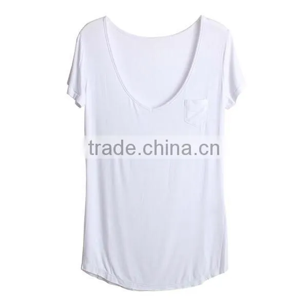 OEM Private Label Cotton Deep V Neck T Shirts For Women