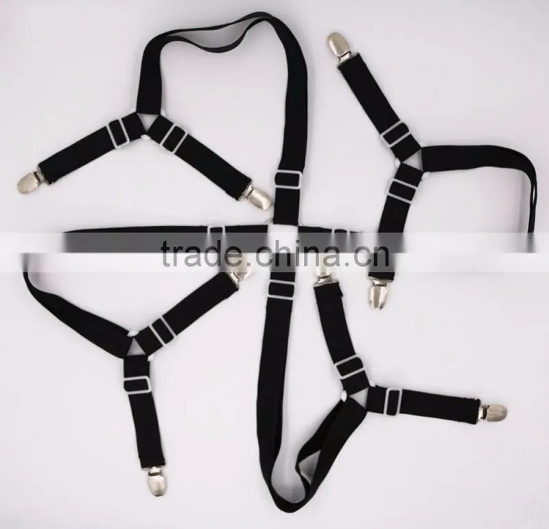 Dubaa Crisscross Bed Fitted Sheet Fasteners Strap Grippers Suspenders Mattress 4 Black