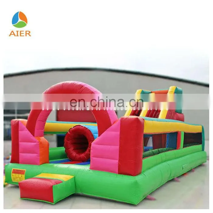 2015 Rainbow inflatable obstacle course with slide