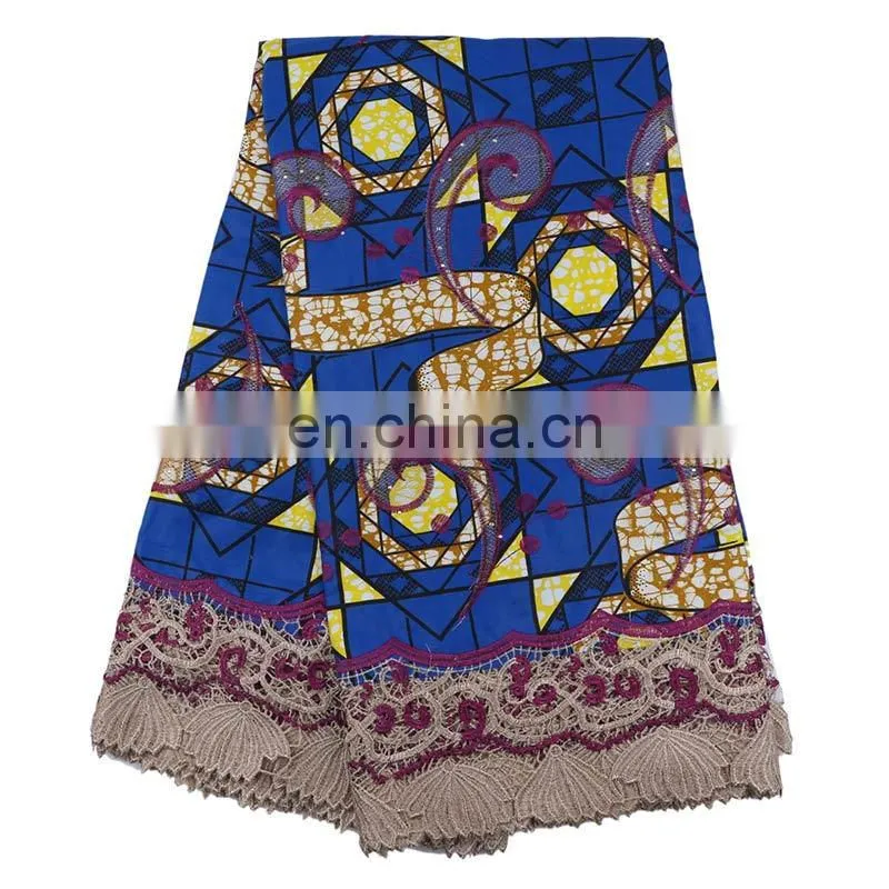 High-quality Wholesale price 100% cotton wax for 6 yards with stones lace wax print fabric african L170727006