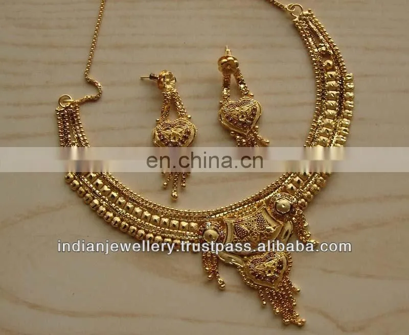 Goldplated necklace jewelry set manufacturer, gold-plated necklace fashion jewellery sets exporter