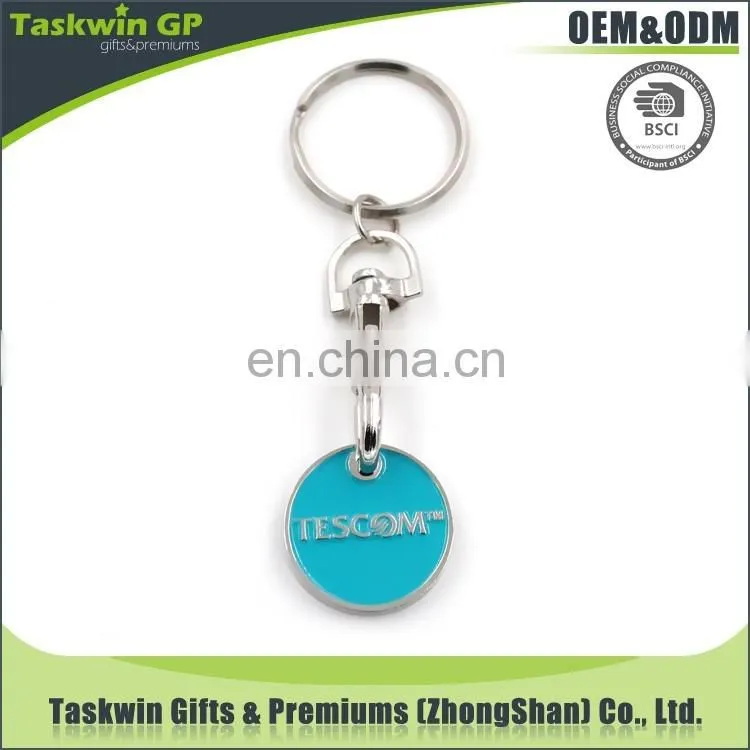 Custom made metal soft enamel trolley coin keyholder