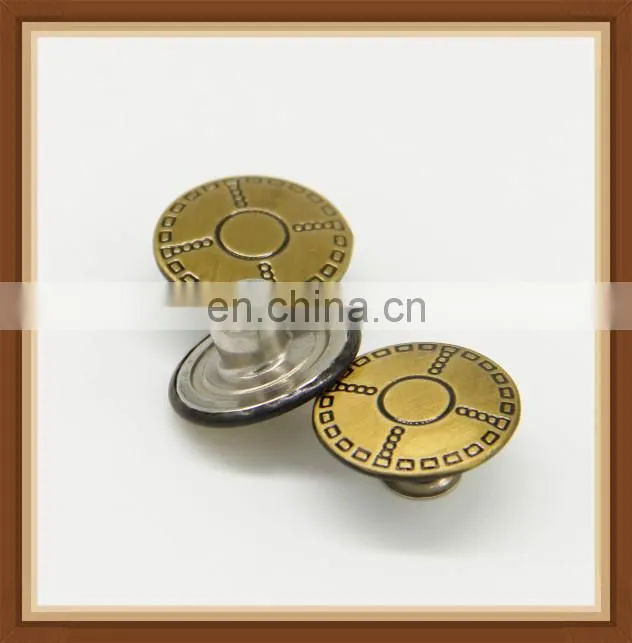 antique brass polish finish metal movable shank buttons for jeans