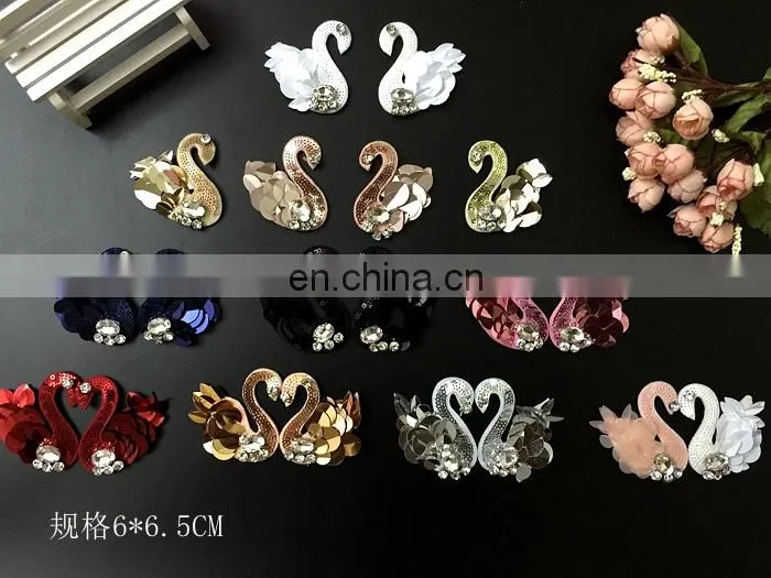 High Grade Handmade Decorative Beaded Rhinestone Sequins Swan Patches for Clothing