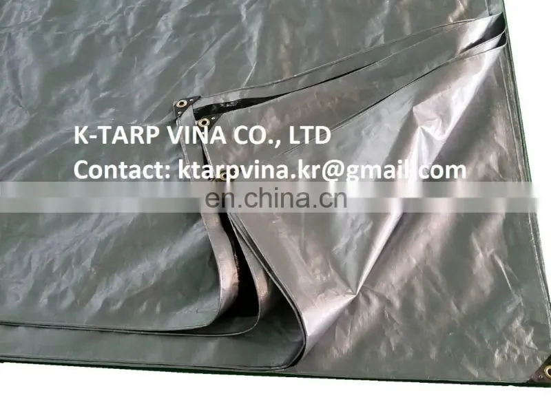 Heavy Duty Tarpaulin 195 GSM, 200 GSM, Silver/Black Color, with sewing, cooper eyelet