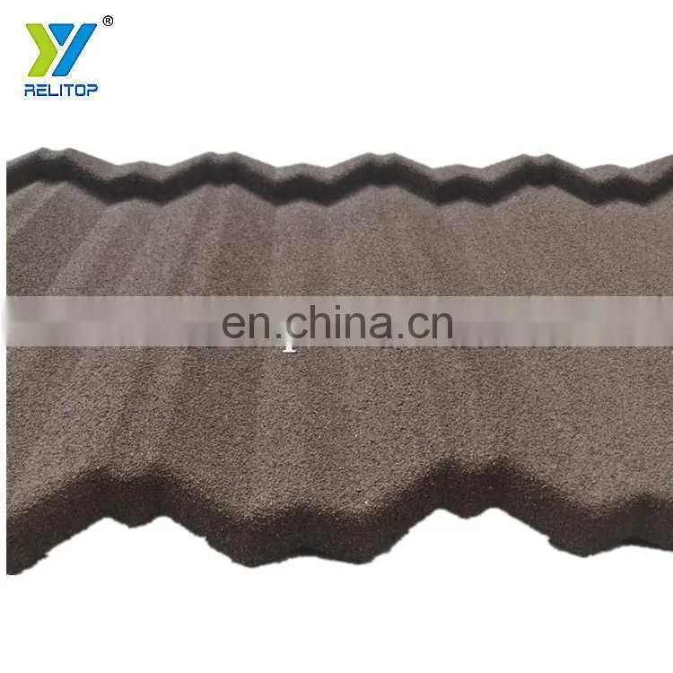 Brown Colour Nosen Type Stone Coated Steel Roof Tile 0.35mm To 0.5mm Metal Roofing Sheet
