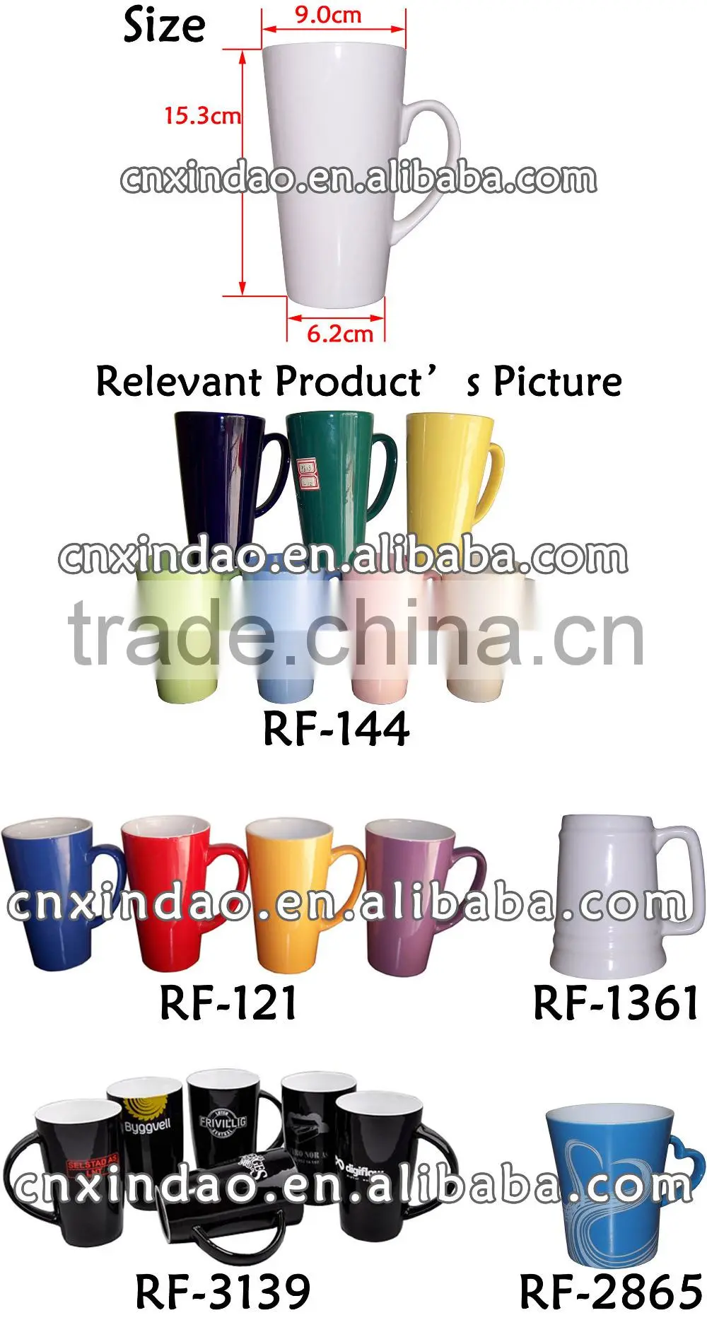 Zibo Made Tall V Shape Glazed Porcelain Promotion Keep Beer Mug for Daily Use with Good Quality