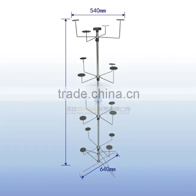Metal rolling hat display rack with 4 tiers