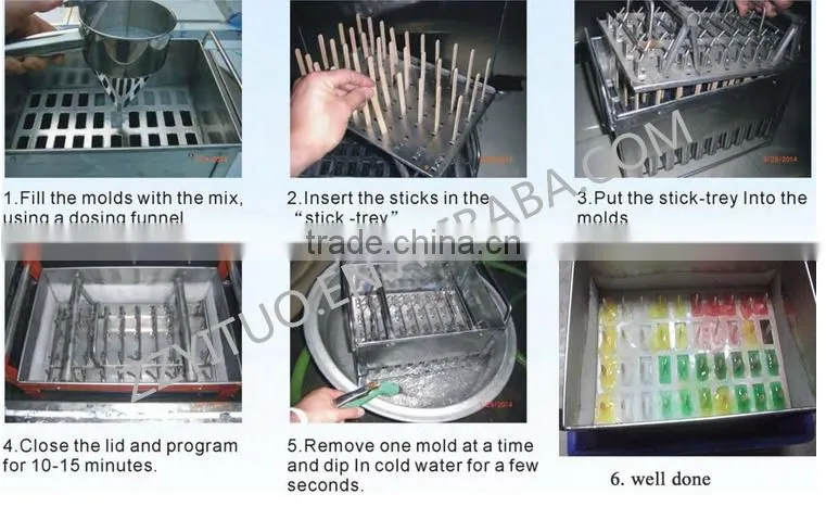 Professional Commercial Snack Pop Ice Lolly Popsicle Stick Machine/ Six Mold Popsicle Making Machine
