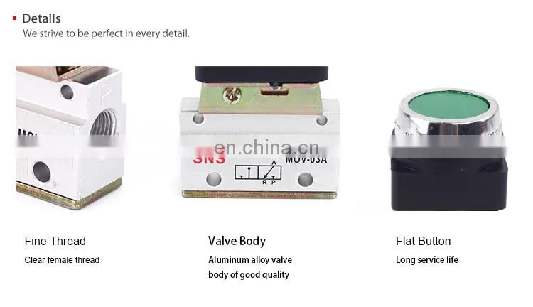 SNS MOV Series aluminum alloy pneumatic hand control air mechanical valve with push button